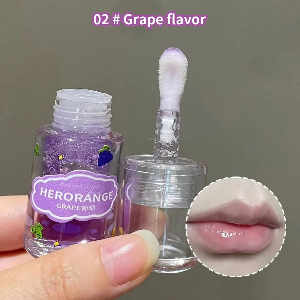 Herorange Multi-Use Fruit Lip Oil - Lip Primer & Top Coat, Moisturizing Hydrating, Dewy Plump "Dudu Lips" Lip Gloss