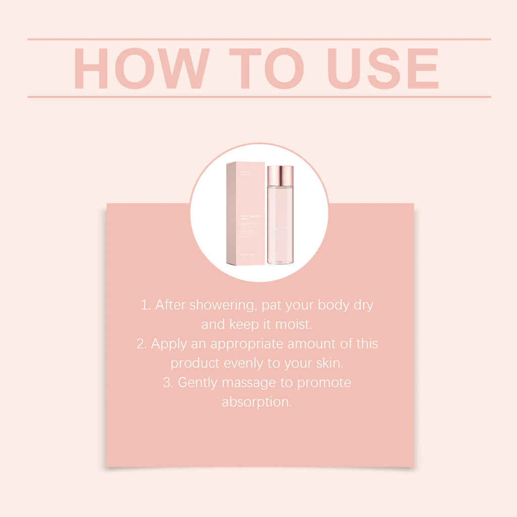 Triple Collagen Toner Moisturizing Watery Non‑Sticky Texture Hydrating Nourishing Skin Care Refreshing Large Capacity Face Toner