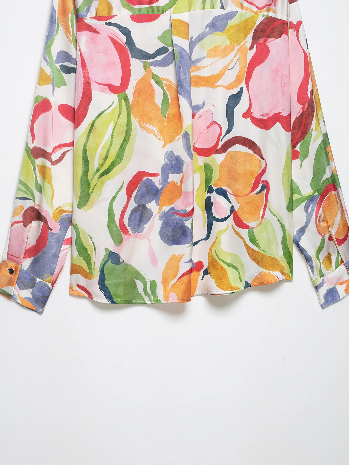Silk Satin Feel Floral Print Shirt for Women 2026 New Design Elegant Basic Style Long Sleeve Loose Fit Polyester Spring Fashion