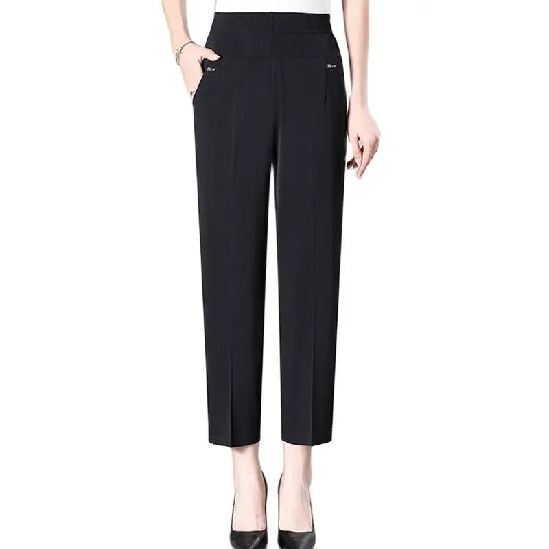 Middle Aged Women'S'S Pants 2026 New Summer Thin High Waiste Elastic Loose Straight Pants Female Casual Trousers 5Xl 6Xl 7Xl 8Xl