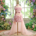 Dreamy Vow D157 Luxury Pink  Flower Girl Dress with Long Train Flowers Kids Princess Prom Wedding Evening Party Pageant Gown