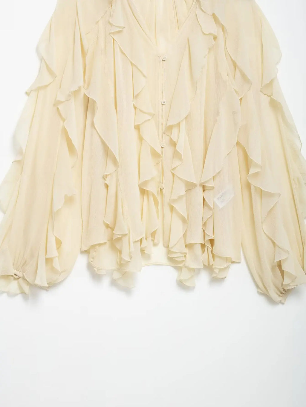 Women Fashion Solid Ruffled Blouse Vintage V-Neck Long Sleeves Female Chic Lady Shirts