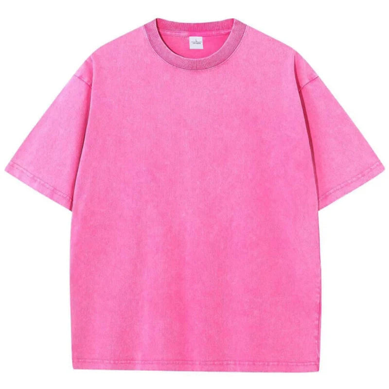 Unisex American Style Retro Heavyweight T Shirt, Oversized Washed Streetwear For Men And Women