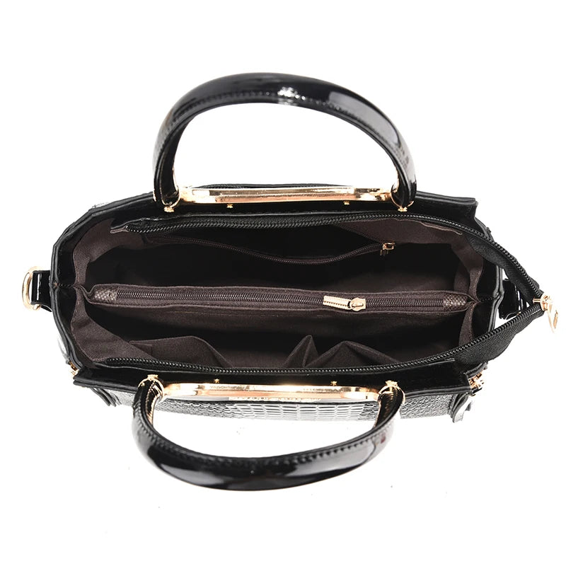 Stylish senior crocodile print women's handbag, temperament all large capacity single shoulder crossbody bag