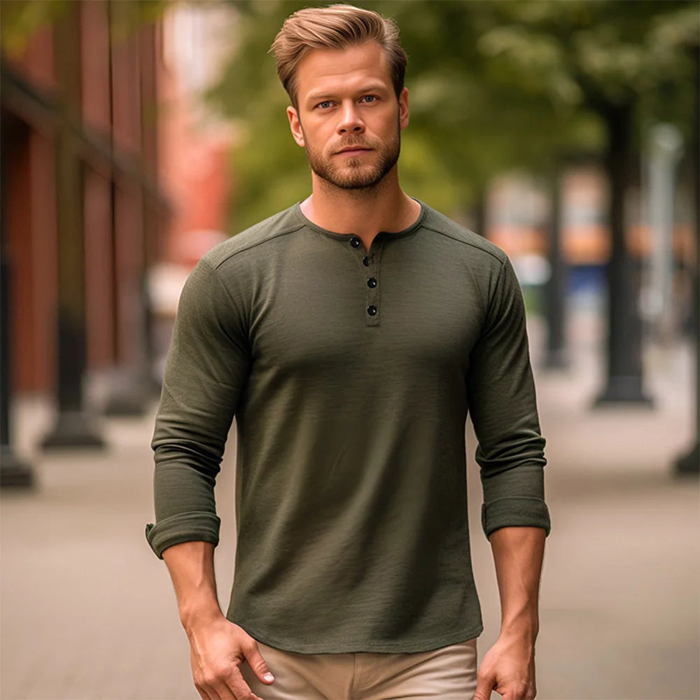 King Billion Men's Cotton Long Sleeve Shirt – Lightweight Slim Fit Casual Tee