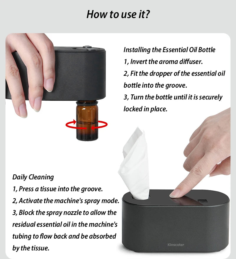 Electric Aromatherapy Diffuser Machines Waterless Aroma Diffusers Work with Essential Oils Bottles Emit Fragrances Perfect