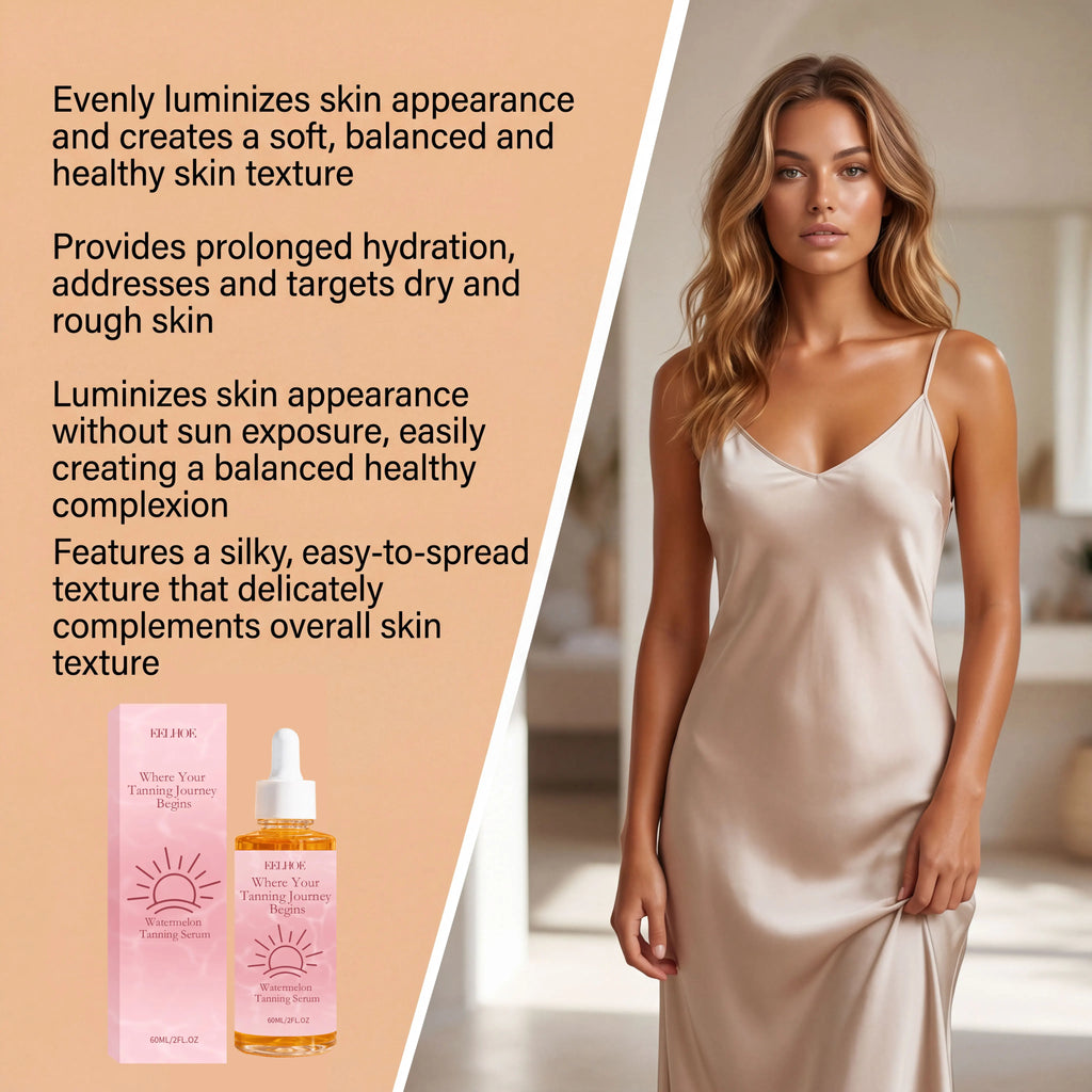 Watermelon Tanning Serum Moisturizing Evens Bronzed Glow Skin Tone Improve Skin Texture Natural Sun-Kissed Body Tanning Essence