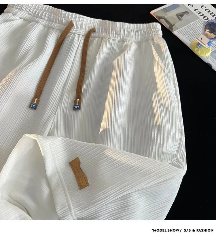 Ice Silk Casual Shorts Unisex Thin American Style Quick Dry Loose Large Size Beach Five-Quarter Pants Summer Lightweight Comfort