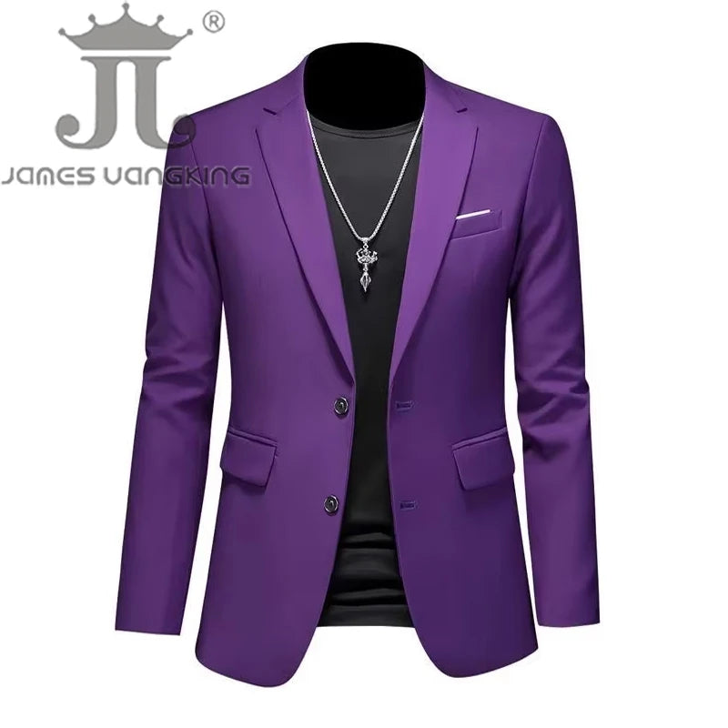 Boutique Fashion Mens Blazer Solid Color Premium High End Suit Jacket For Men Groom Wedding