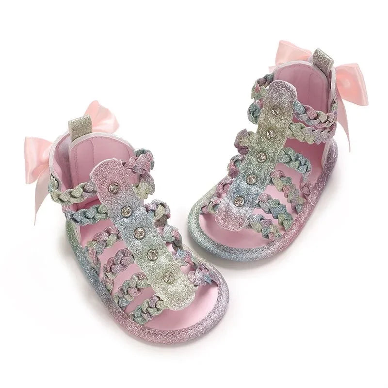 Spring and Summer High-Top Breathable Sandals for Baby Girls 0-12 Months Soft-Soled Toddler Shoes
