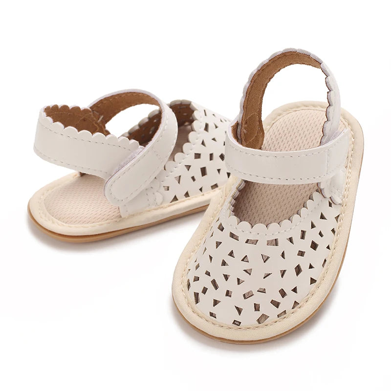 0-18M Baby Girls Summer Fashion Classic Minimalist Hollow Sandals Anti-Slip Casual Walking Shoes