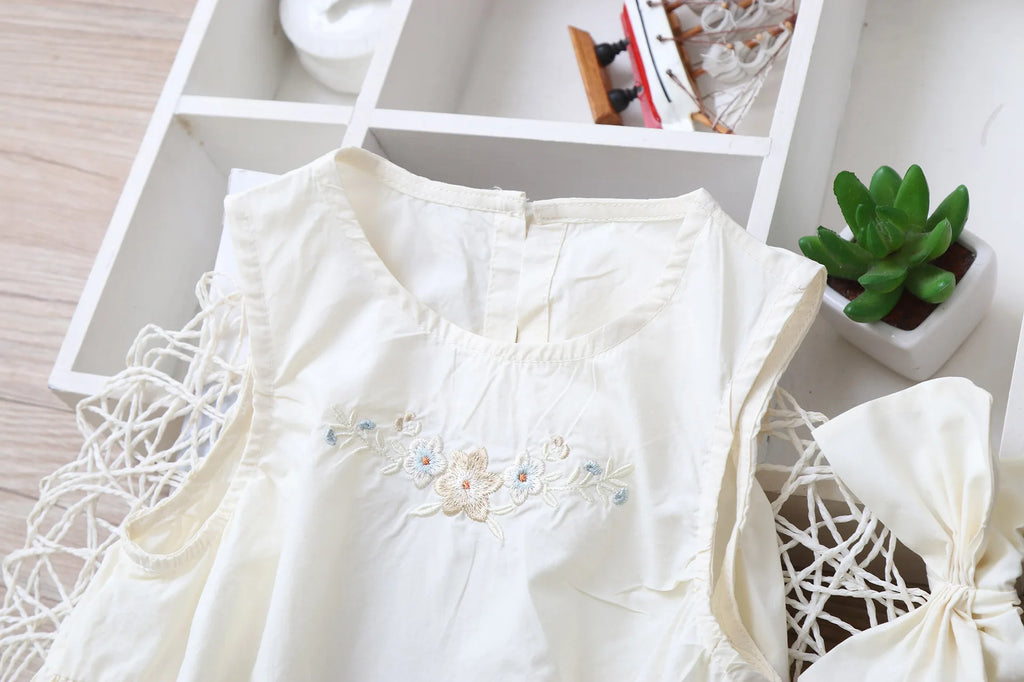 Embroidery Little Flower dresses for Girls clothes Summer Cotton Vest Dress Children's 2026 New