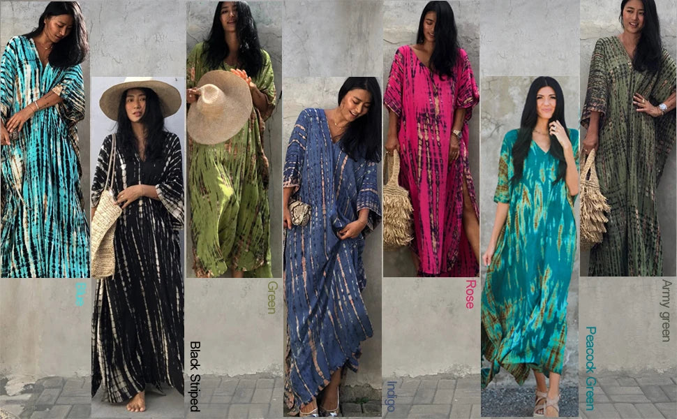 Plus Size Women Beachwear Long Beach Coverups Kaftan Casual Caftan Dress Swimwear cover ups