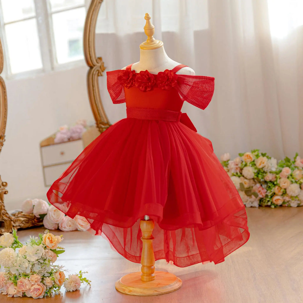 HETISO Children's Birthday Dress Off-the-shoulder Party Princess Wedding Holiday Ball Gown For 1-5 Years