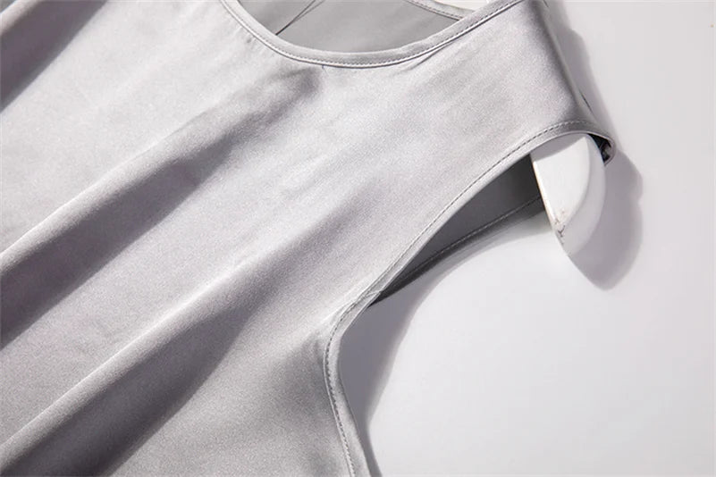 Elegant Fashion Satin Tank Tops Office Lady Blouse Shirts plus  Summer Slim Sleeveless Vest Women Simple O-neck Tops y2k clothes