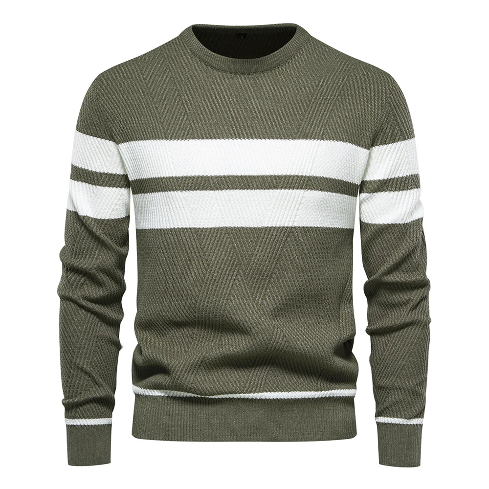 New Autumn Pullover Men'S Sweater O-Neck Patchwork Long Sleeve Warm Slim Sweaters Men Casual Fashion Sweater Men Clothing