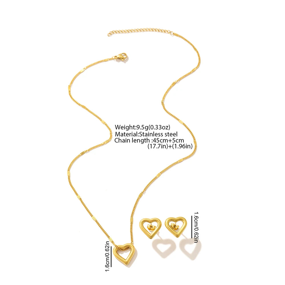 Woiwoi Stainless Steel Jewelry Set Necklace And Earrings With New Romantic Love Pendant Minimalist Women'S'S Jewelry Set