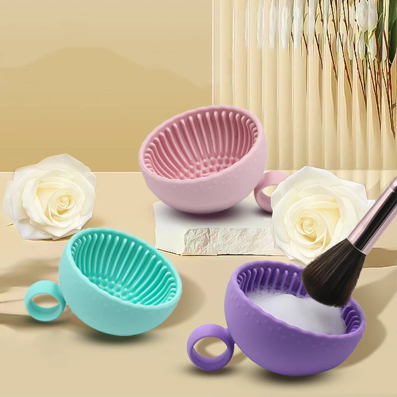 Silicone Makeup Brush Cleaning Bowl, Efficient, Portable, Reusable Makeup Brush, Beauty Egg Cleaning Tool