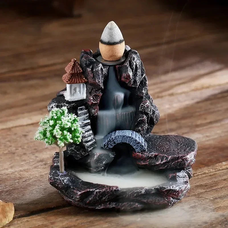 Zen Backflow Incense Burner – Mountain Waterfall Censer