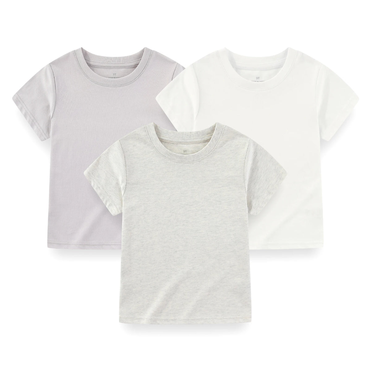 Kiddiezoom Kids' Solid Short Sleeve T-Shirts - 3-Pack Cotton Crew Neck