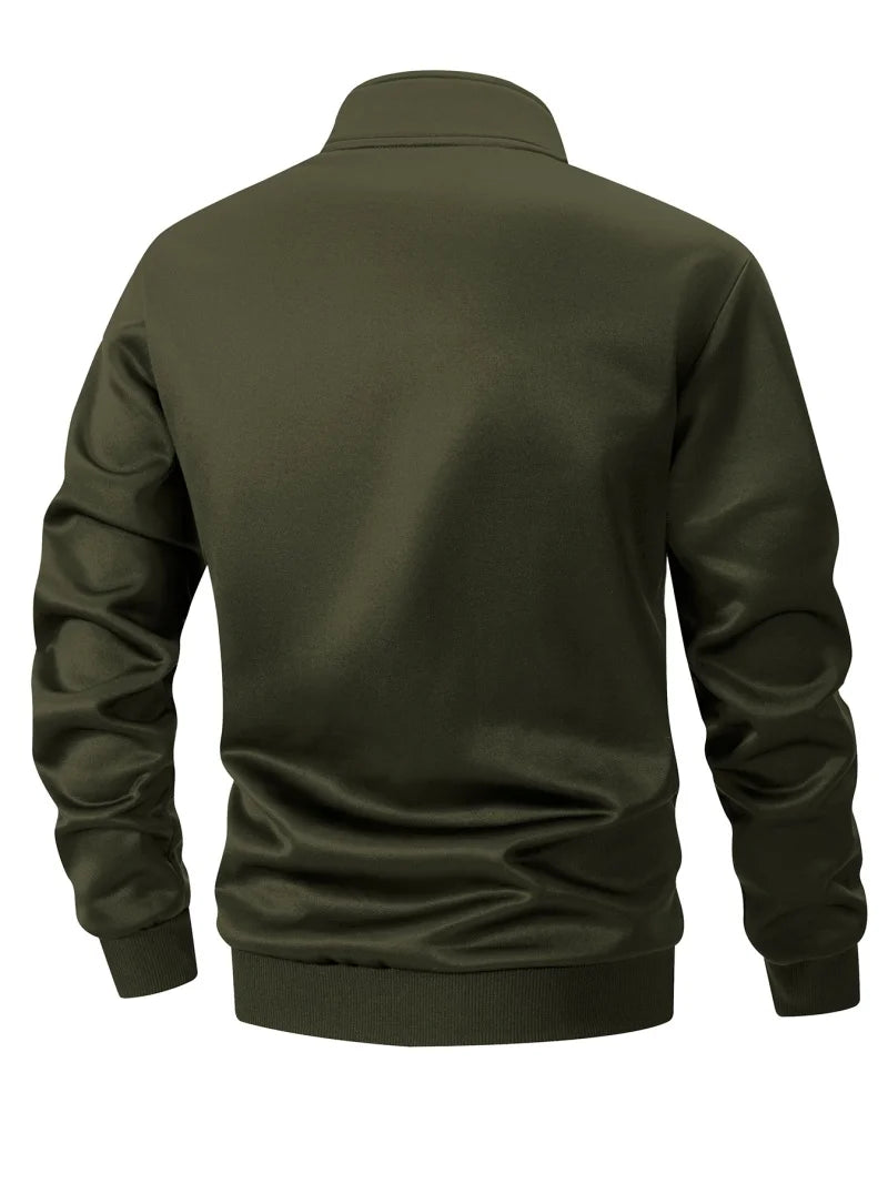 Men's Colorblock Patchwork Sporty Jacket with Kanga Pocket Fall Winter Fleece Lined Warm Long Sleeve Zip Up Coat Outwear Tops