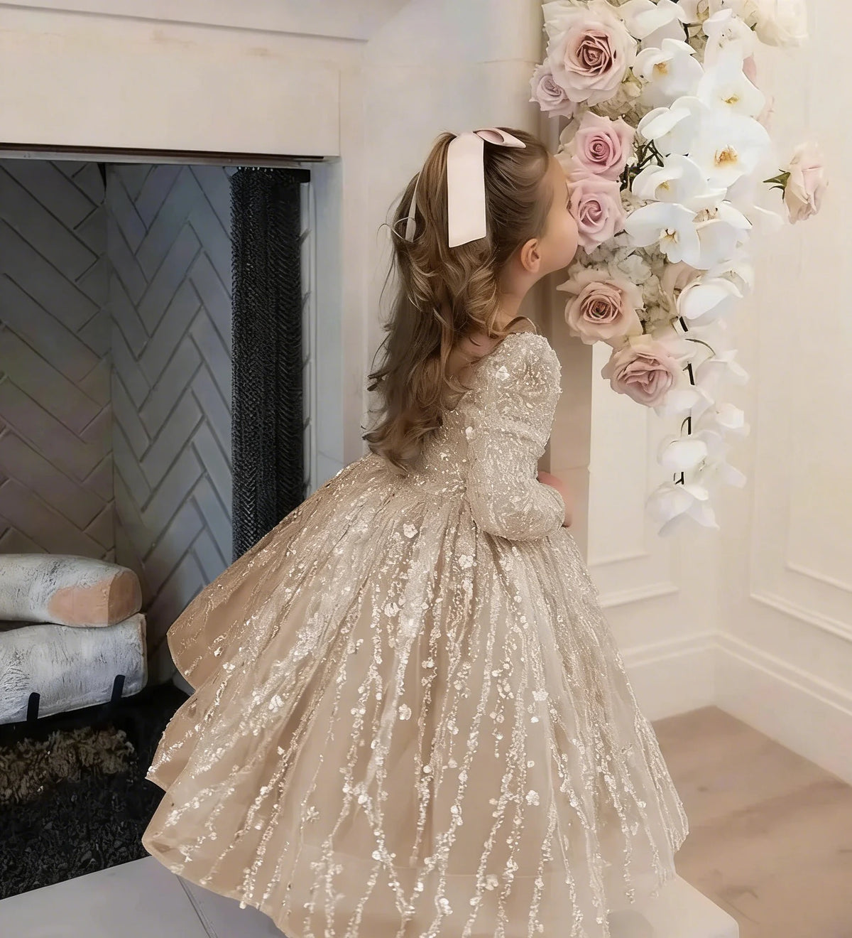 Custom Pink Tulle Flower Girl Dress Lace Appliques Wedding Party Gown Princess First Communion Ball Dresses for Kids