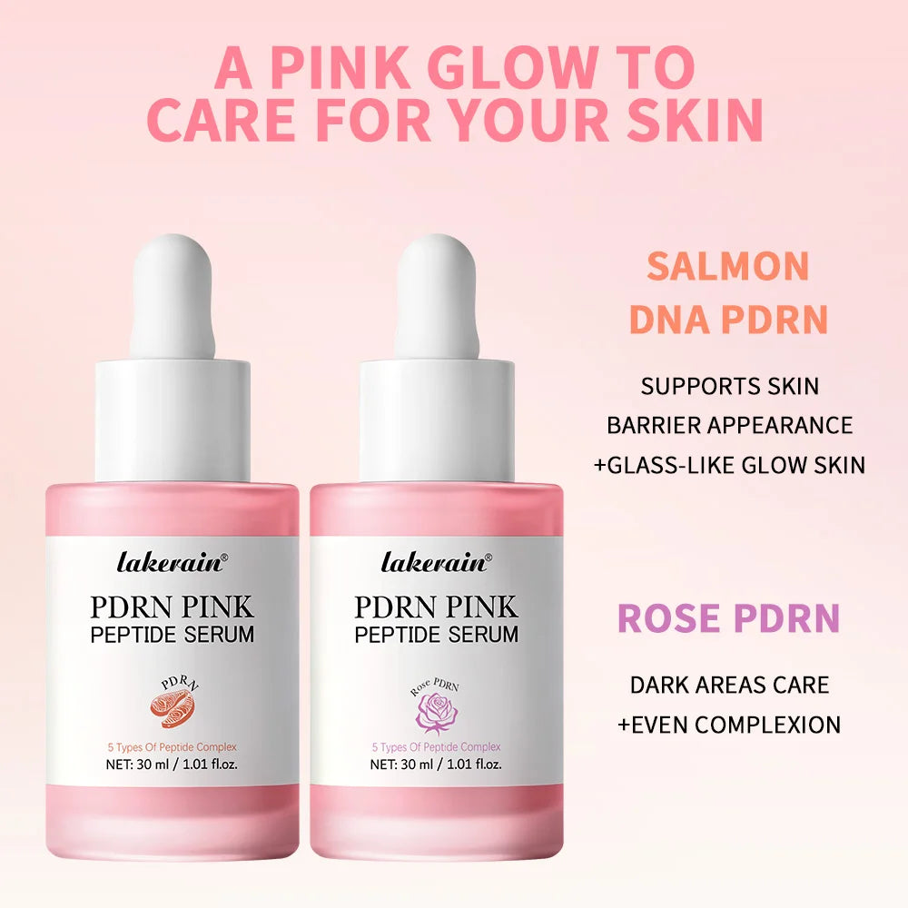 Lakerain 2Pcs Set 0-Pore Toner Pad & Salmon PDRN Pink Peptide Facial Serum Deep Moisturizing Glow Korean Facial Skin Care Kit