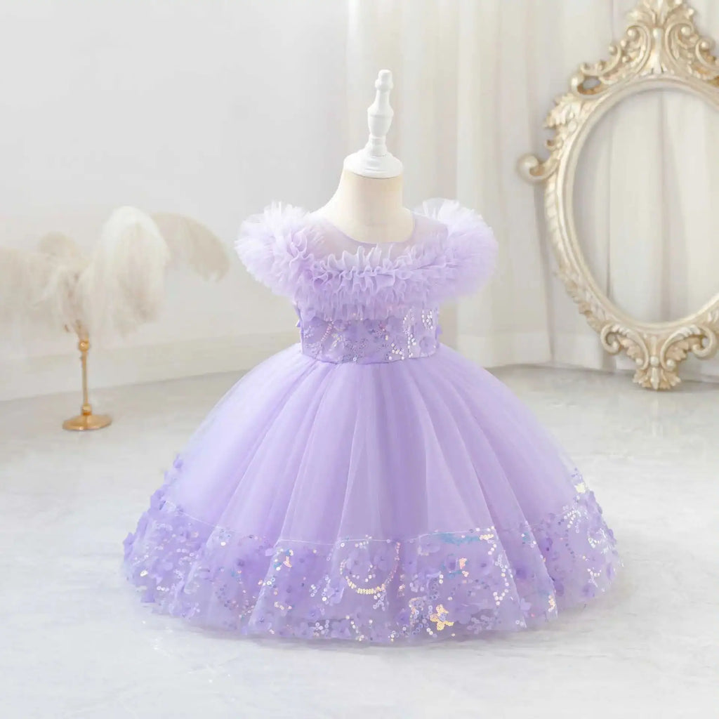 HETISO Sequined Tulle Formal Dress for Girls Elegant Princess Performance Gown New Year Gift Occasion Children's Wear