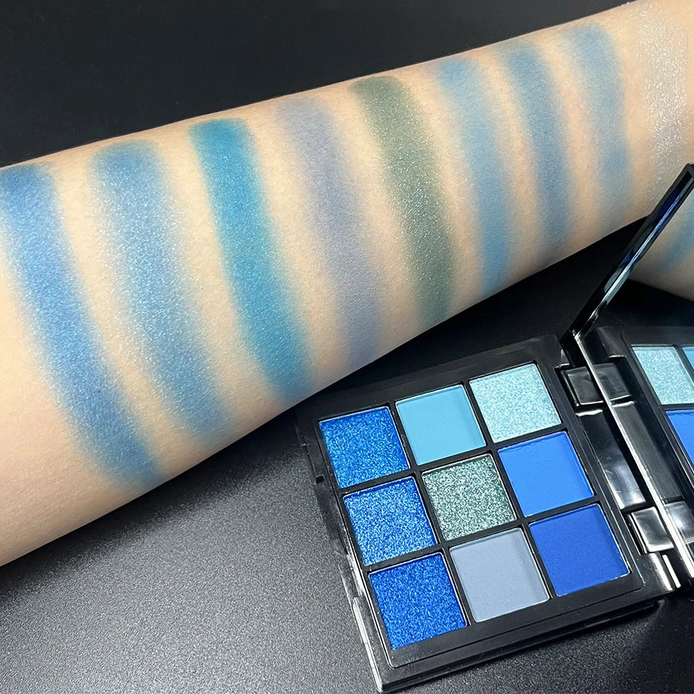 9 Color Blue Eyeshadow Palette Waterproof Sweatproof For Stage And Festival Performance