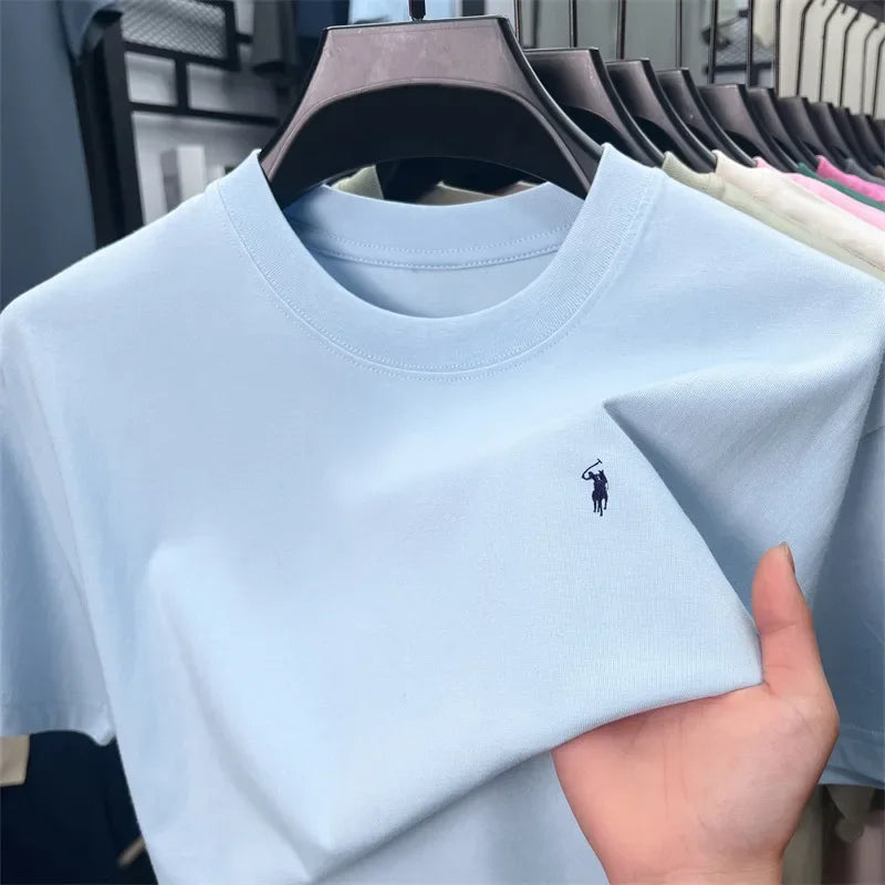 100_ cotton men's short sleeve T-shirt fashion brand Paul Pony embroidery summer new high-end comfortable casual round neck top