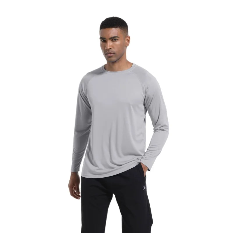 Men Long Sleeve t-Shirt Upf 50+ Sun Protection Shirts Tops Breathable Hiking Fishing t-Shirts Casual Tees Man Clothes Streetwear