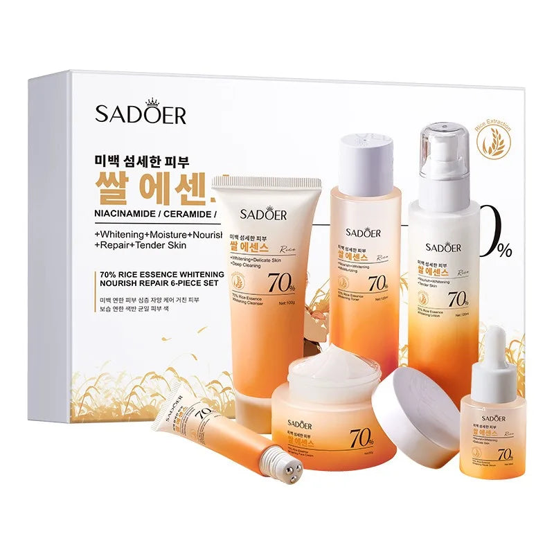 70% Rice Moisturizing Anti-Wrinkle Skincare 6pcs/Set - Firming, Lifting Hydrating Face Kit for All Skin Types Skin care Product
