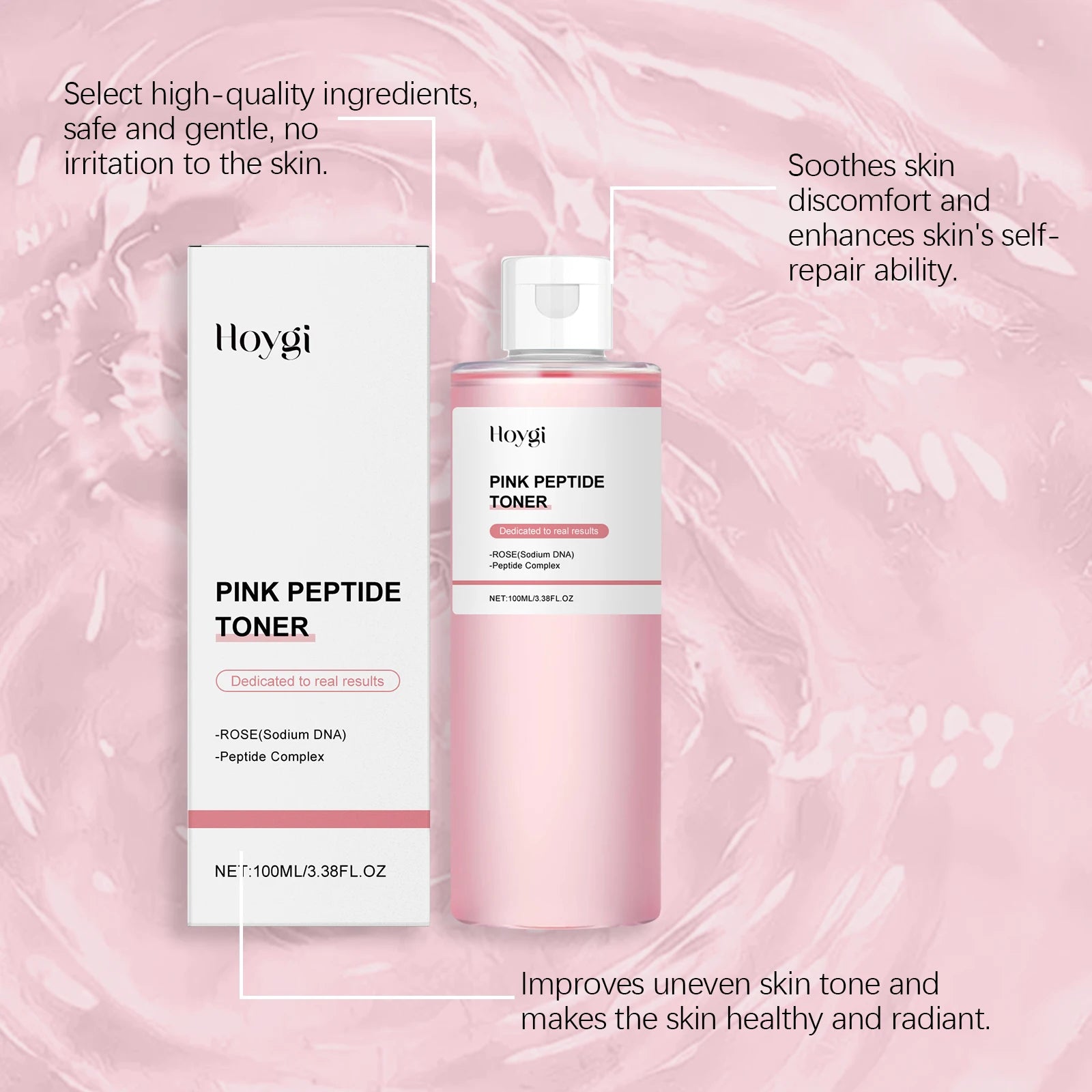 Rose Essence Toner Glowing Skin Soothing Moisturizing Refreshing Conditioning Nourishing Brightening Facial Pink Peptide Toner