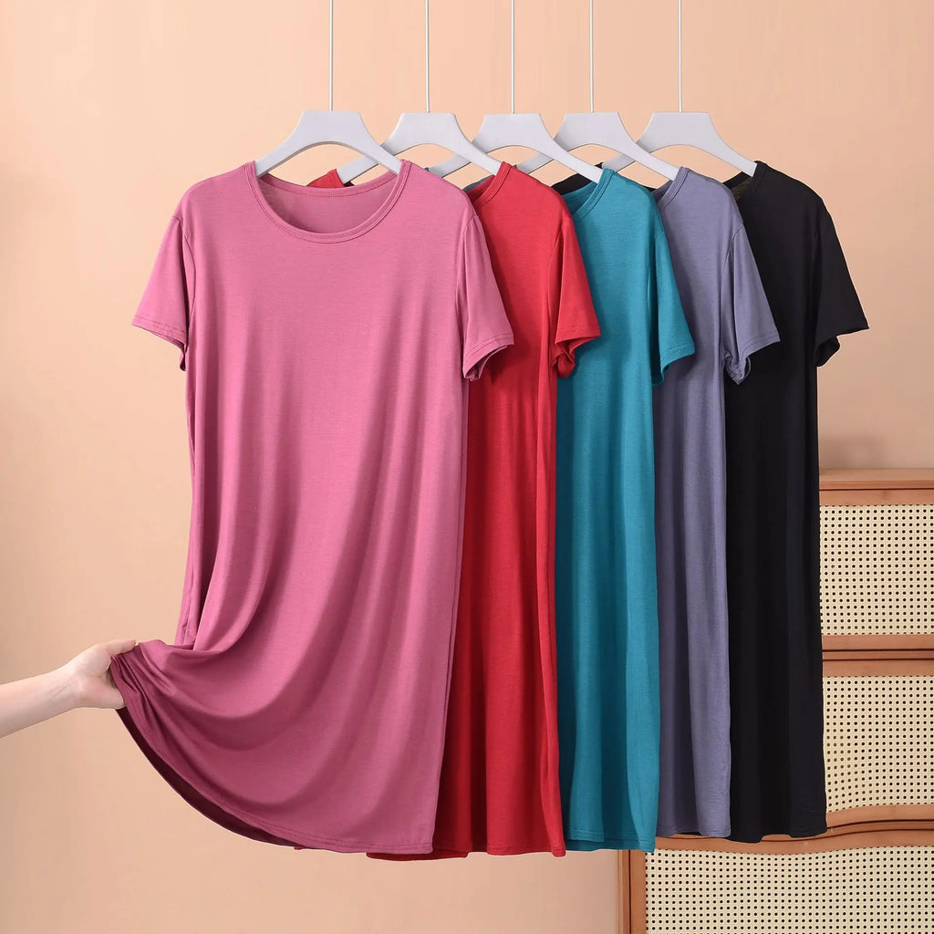 XL-8XL Sleepwear Women's Nightgowns Casual Short Sleeve Cotton Night Dress Plus Size Summer Nightshirt Ladies Sleep Wear Shirt