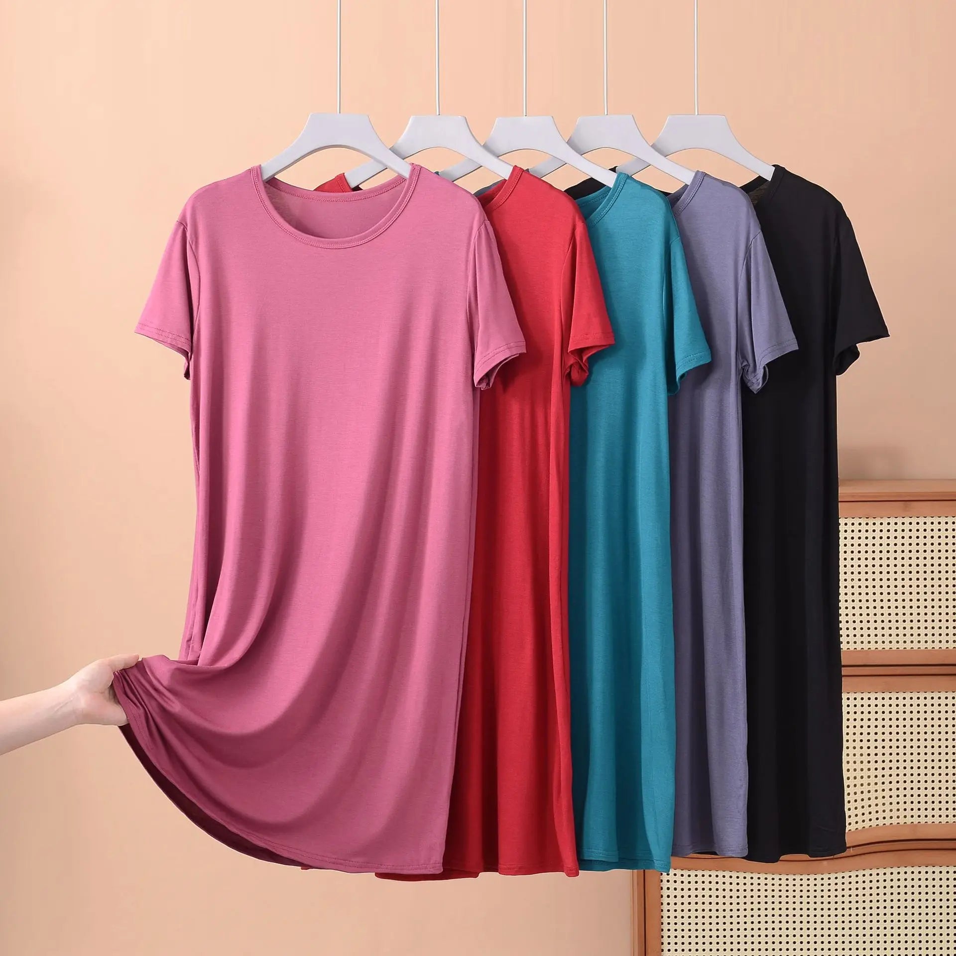 XL-8XL Sleepwear Women's Nightgowns Casual Short Sleeve Cotton Night Dress Plus Size Summer Nightshirt Ladies Sleep Wear Shirt