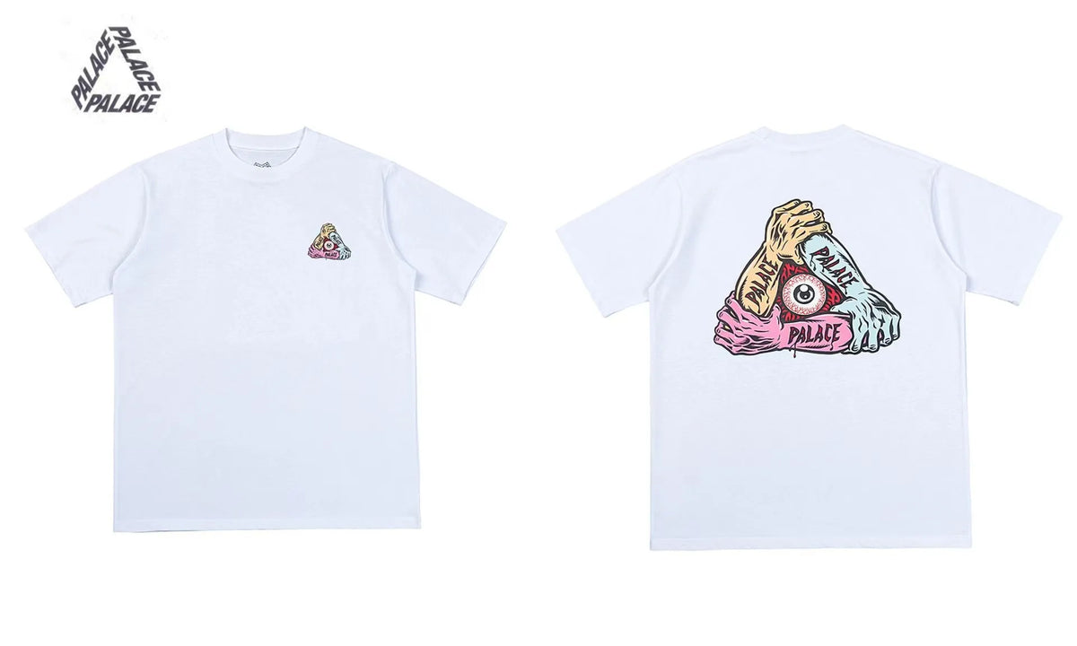 Palace Triangle Print Cotton Casual T-Shirt - Men's Short Sleeve