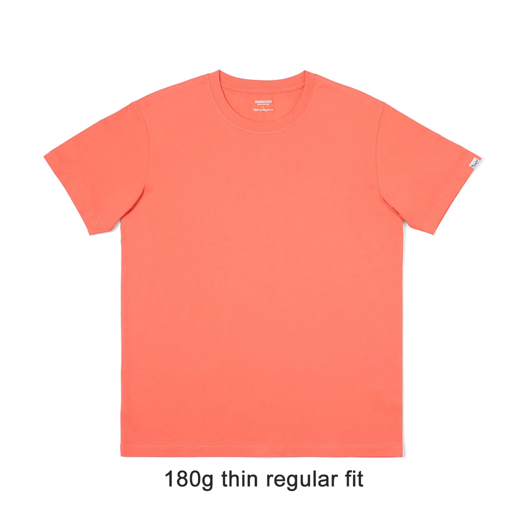 Simwood 2026 Summer New 180Gsm 100% Cotton White Solid T Shirt Men Causal O-Neck Basic T-Shirt Women'S High Quality Tops