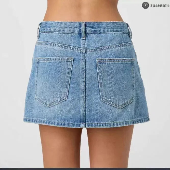 New 2026 Summer Women's Elastic Slim-fit  Denim Short Skirt  Female Fashion Casual Mid Waist Jeanse Skirt