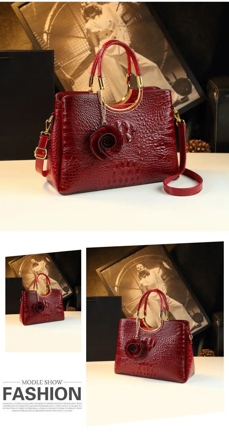 Elegant Leather Crocodile Pattern Wedding Handbag for Women Suitable for Bridal Events And Cheongsam Outfits European Vintage...