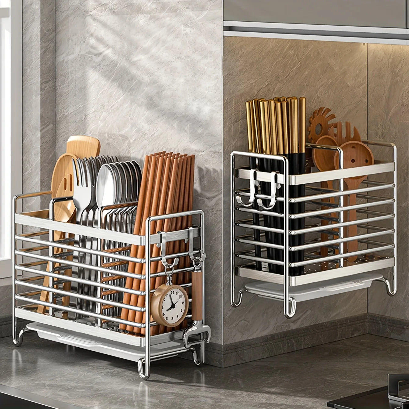 Soporte Utensilios Cocina Pared Sin Taladro Acero Inoxidable Organizador Ahorra Espacio Para Cubiertos De Cocina Ideal Para Espacios Pequeños