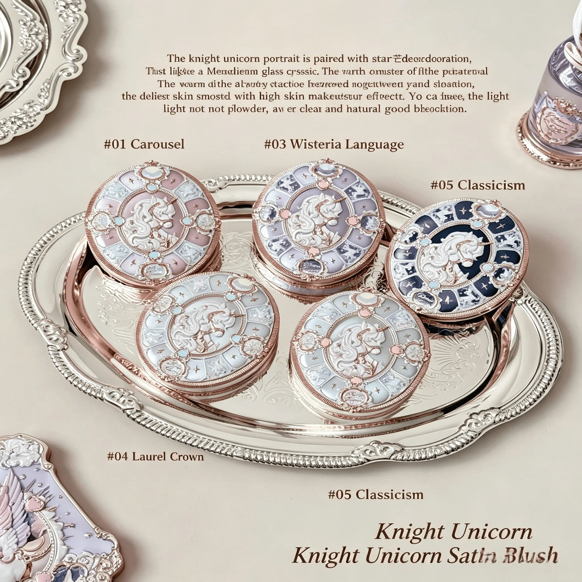 Flower Knows Knight Unicorn Series Embossed Blush Matte Face Palette