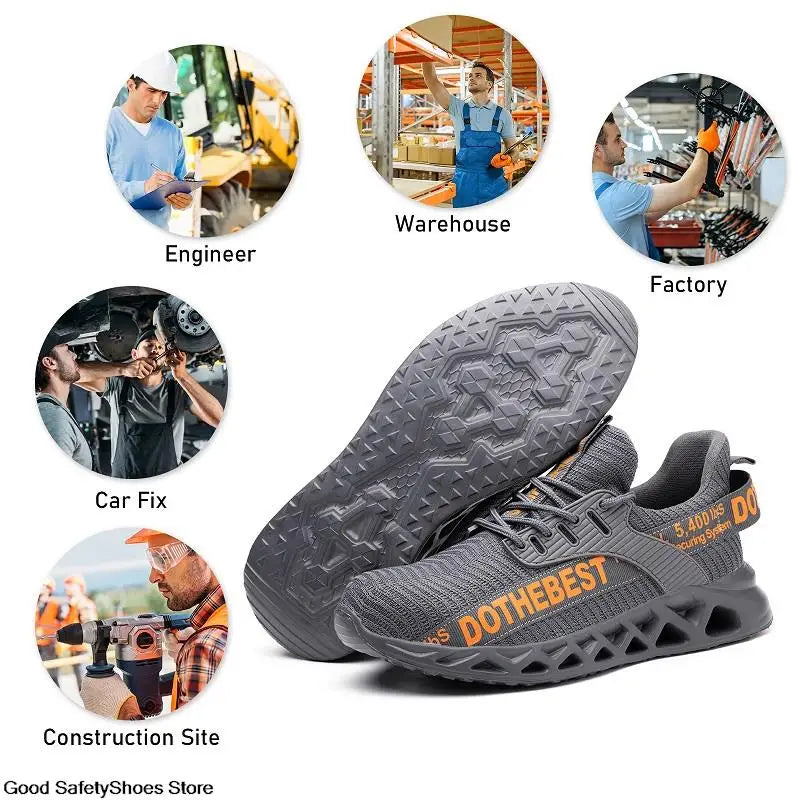 Safety Shoes Men For Work Sneakers Women'S Men Steel Toe Work Shoes Security Protective Shoes Lightweight Anti-Smash Anti-Puncture