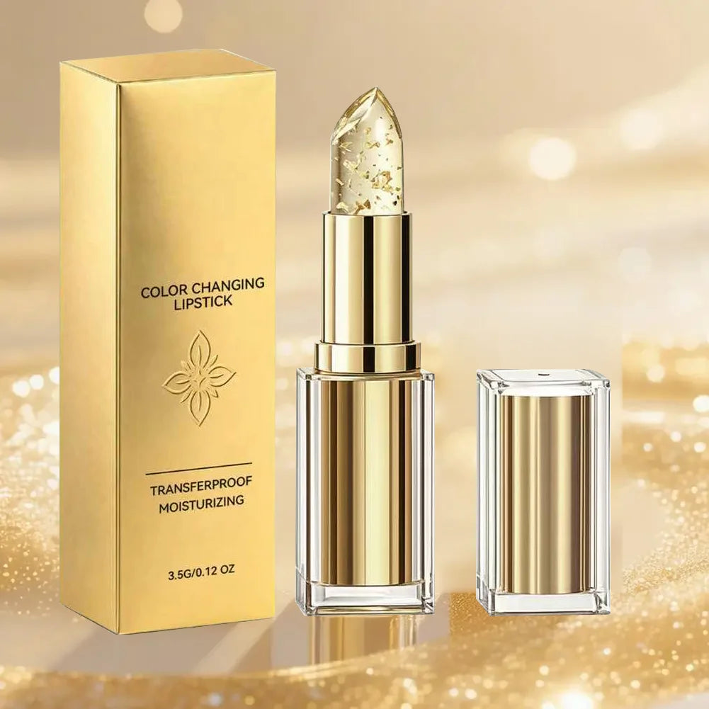 Color Changing Lipstick With Gold Flecks Moisturizing High Shine Fade Lip Line Lip Gloss Non Greasy Non-stick Hydrating Lip Balm