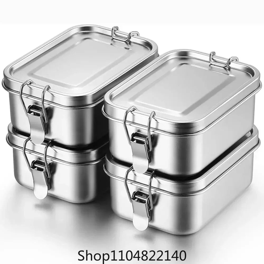 Fiambrera Bento de acero inoxidable, recipientes de almacenamiento de alimentos de metal con cierres de seguridad, fiambreras para el trabajo o la escuela