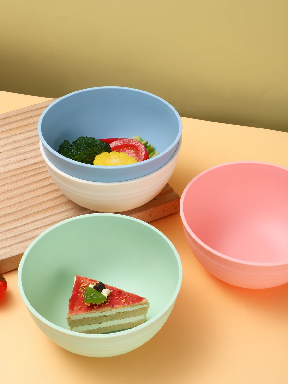 Reusable Plastic Bowls - Set of 8 Eco-Friendly Kitchen Bowls
