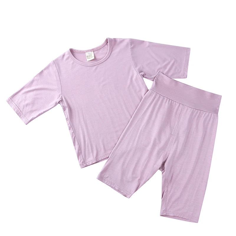 2026 New Kids Half Sleeve Pajamas Sets Soft & Breathable Sleepwear for Toddler Boys Girls Infant Baby Comfortable Home Wear
