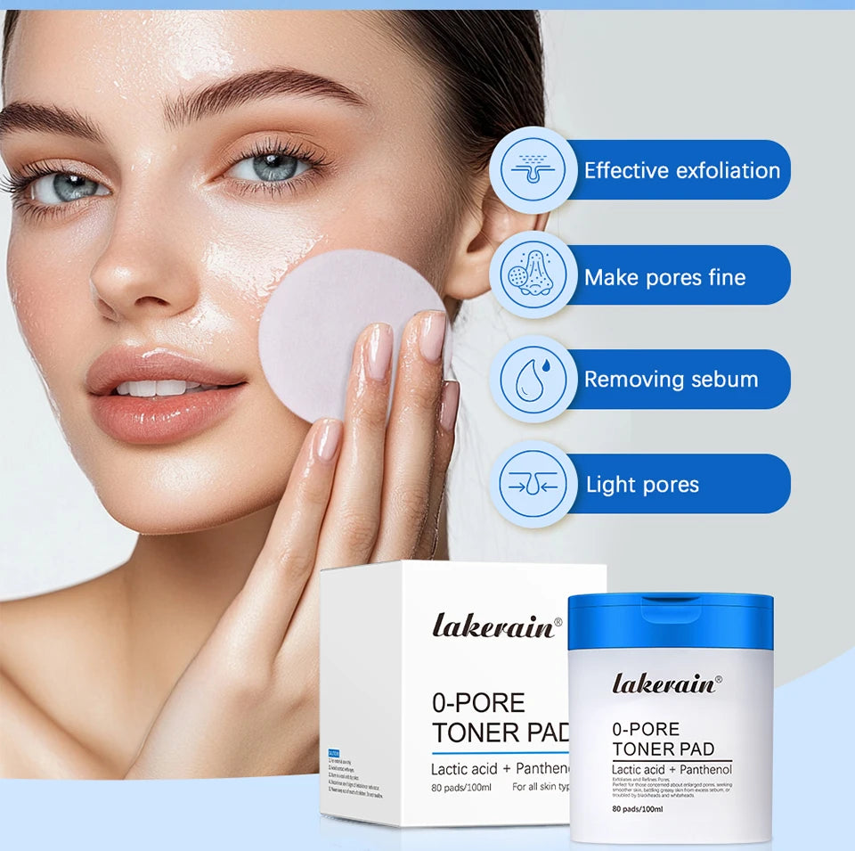 Lakerain 2Pcs Set 0-Pore Toner Pad & Salmon PDRN Pink Peptide Facial Serum Deep Moisturizing Glow Korean Facial Skin Care Kit