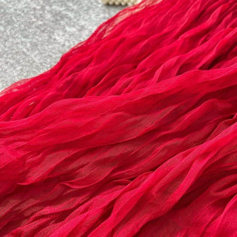 Elegant Pleated Midi Skirt, High Waist A-Line Flowy Maxi Skirts for Women, Soft Draping Skirt, Fairy Skirt for Spring Summer
