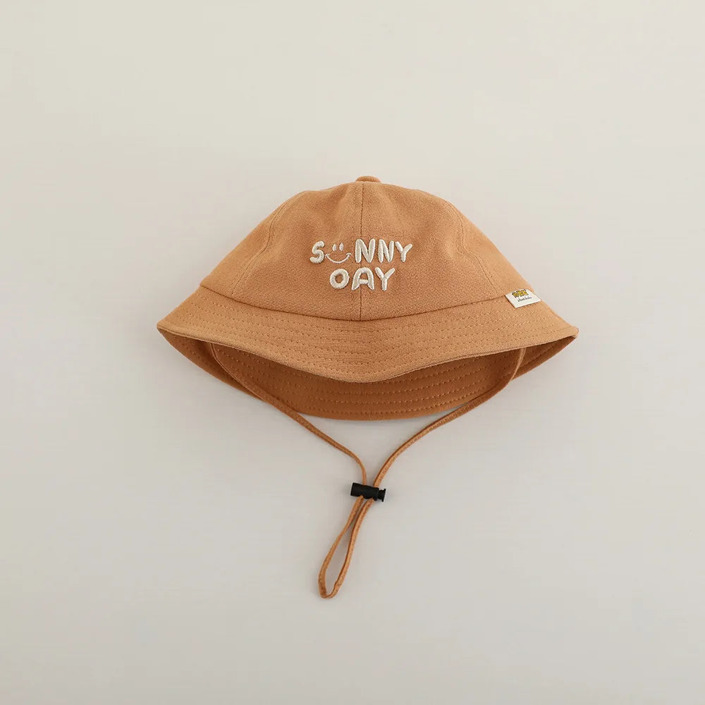 Embroidered Baby Bucket Hat Sun Safe Unisex Beachwear For Toddlers With Letter Design