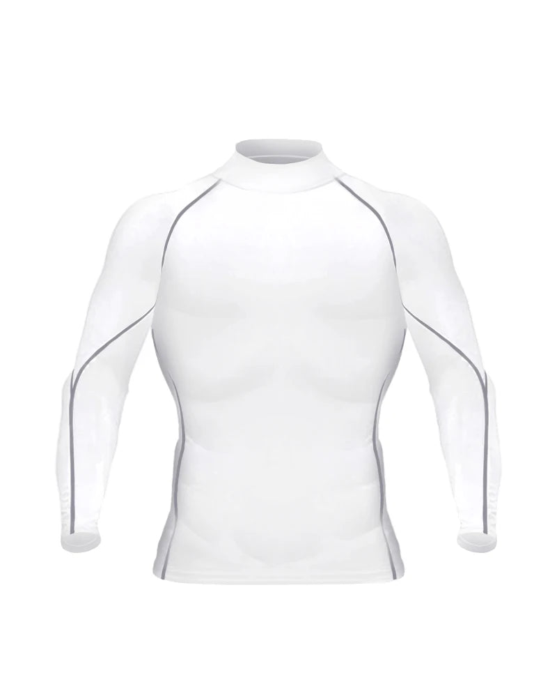 Turtleneck Gym Compression Long Sleeve Workout Shirt Men Bodybuilding Tight Running Sportwear Fitness Mens Sports Shirt